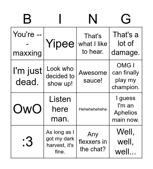 AX BINGO Card
