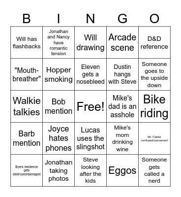 Stranger Things Season 3 BINGO Card