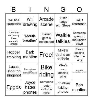 Stranger Things Season 3 BINGO Card