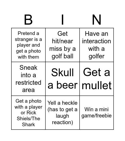 LIV Golf 2025 Bingo Card