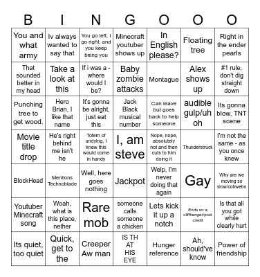 Minecraft Bingo Card