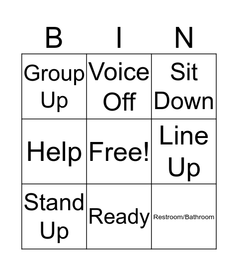 Command Signs Bin Bingo Card