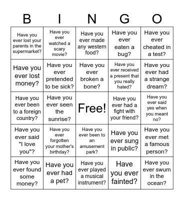 Have you ever...? Bingo Card