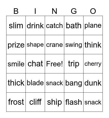 Smart Phonics 4 Bingo Card