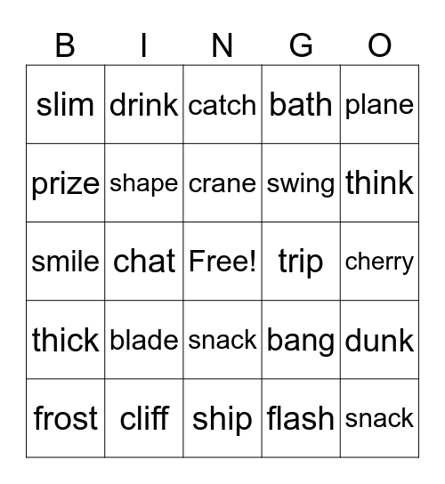 Smart Phonics 4 Bingo Card