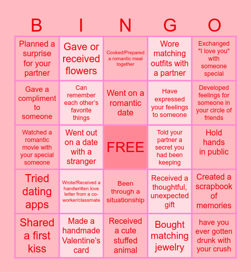 Love-Oh Bingo! Bingo Card
