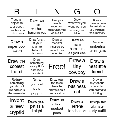 Draw Something Dumb Bingo Card