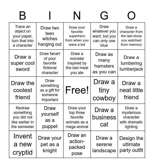 Draw Something Dumb Bingo Card