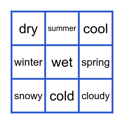 Weather & Seasons Bingo Card