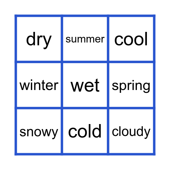 Weather & Seasons Bingo Card