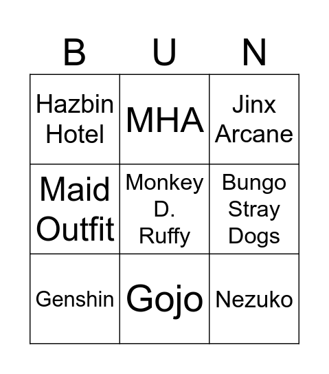 Anti-Bingo Card