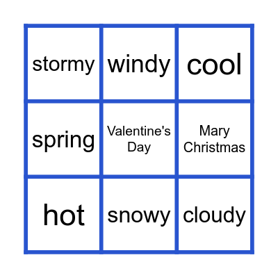 Weather & Seasons Bingo Card