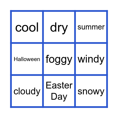 Weather & Seasons Bingo Card