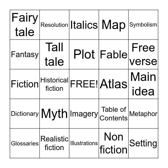 library bingo Card