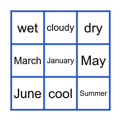 Weather & Seasons Bingo Card