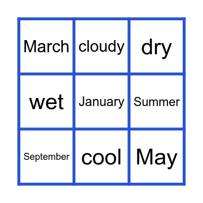 Weather & Seasons Bingo Card