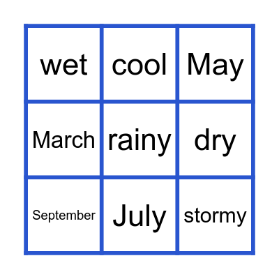 Weather & Seasons Bingo Card