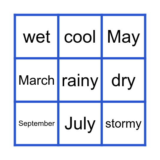 Weather & Seasons Bingo Card