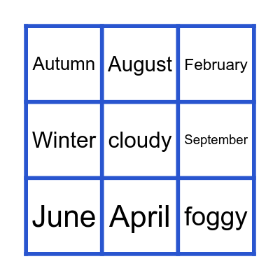 Weather & Seasons Bingo Card