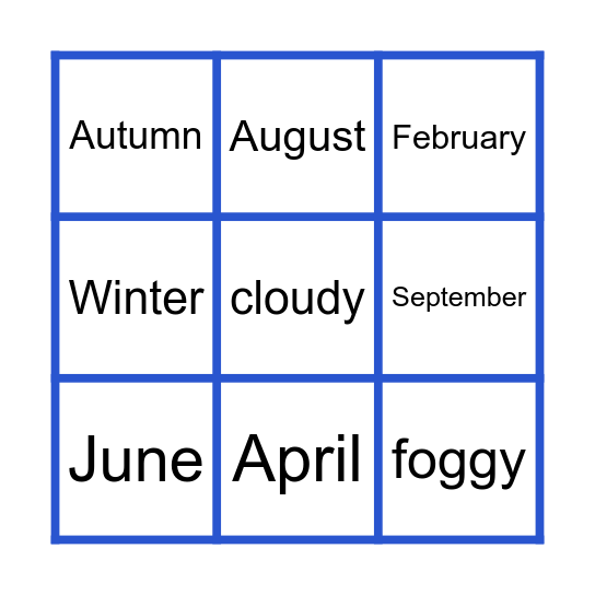 Weather & Seasons Bingo Card