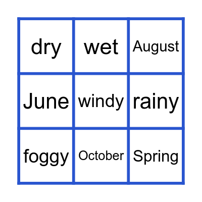 Weather & Seasons Bingo Card