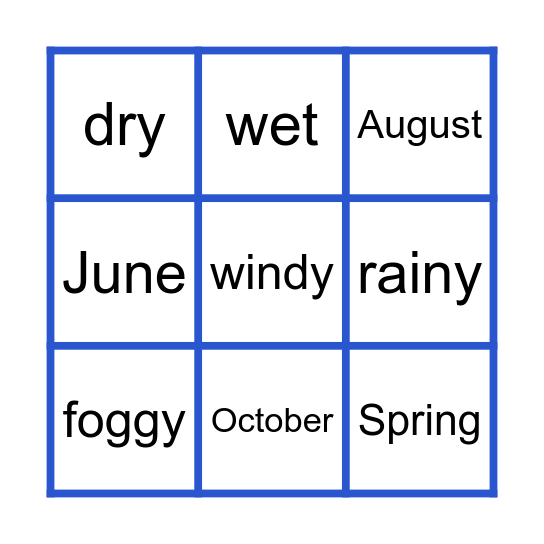 Weather & Seasons Bingo Card