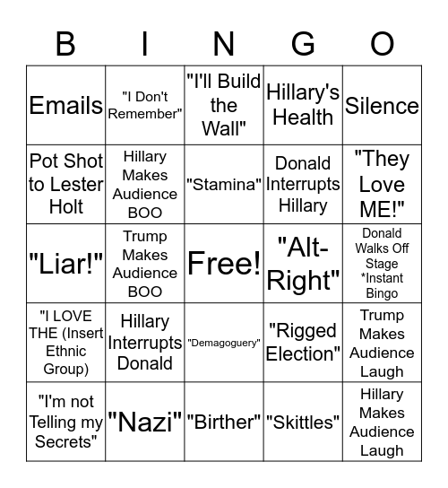 Debate Bingo! Bingo Card