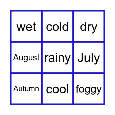 Weather & Seasons Bingo Card