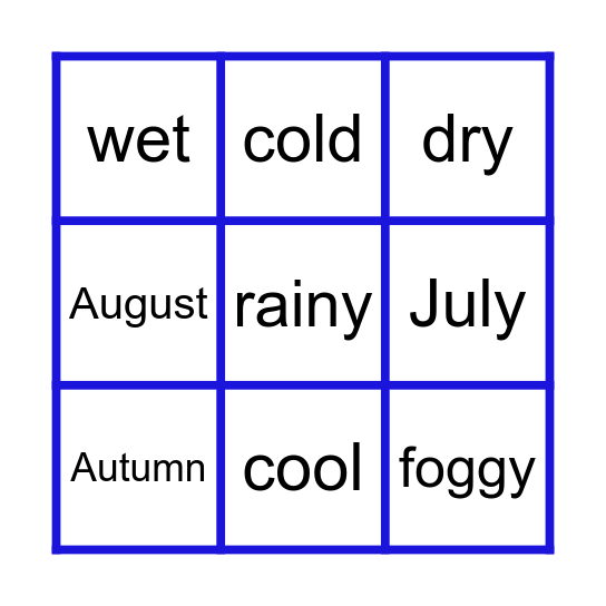 Weather & Seasons Bingo Card