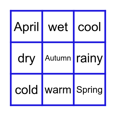 Weather & Seasons Bingo Card