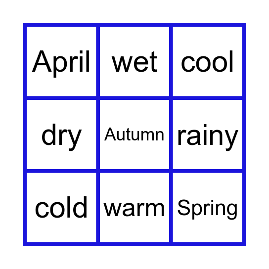 Weather & Seasons Bingo Card