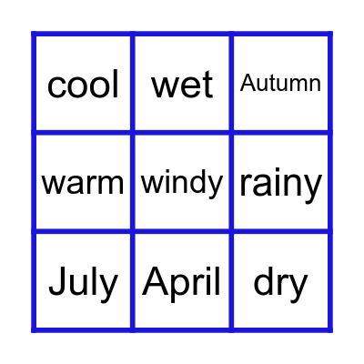 Weather & Seasons Bingo Card