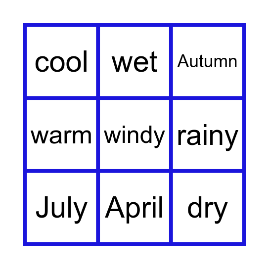 Weather & Seasons Bingo Card