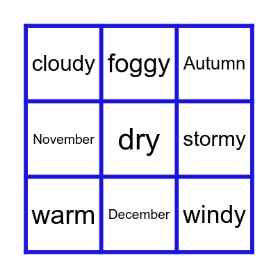 Weather & Seasons Bingo Card