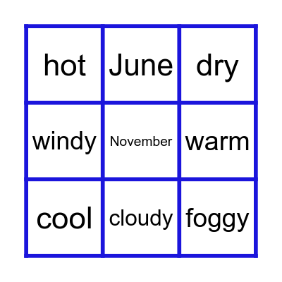 Weather & Seasons Bingo Card