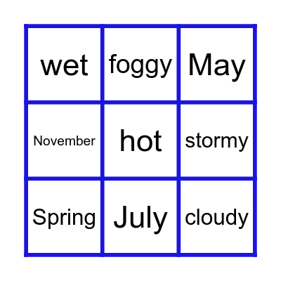 Weather & Seasons Bingo Card