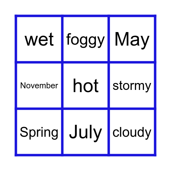 Weather & Seasons Bingo Card