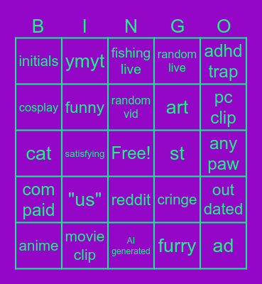 tiktok bingo Card