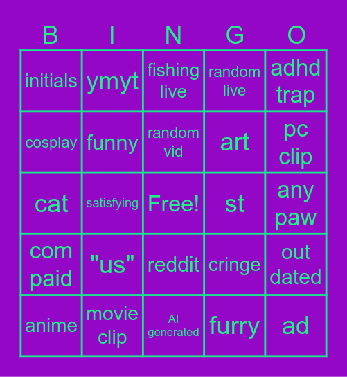 tiktok bingo Card