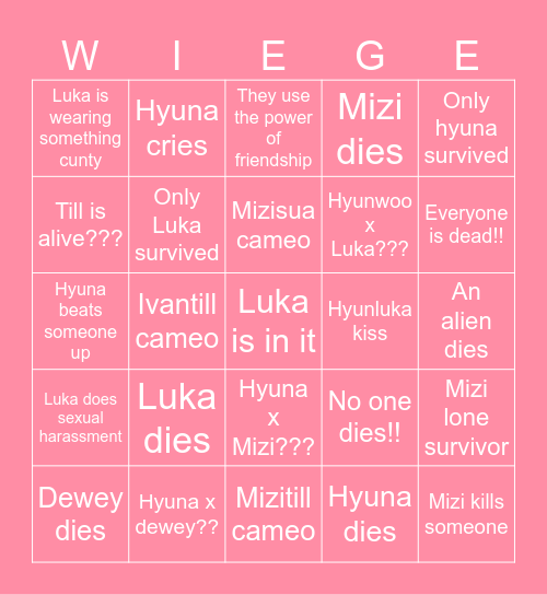 Wiege bingo Card