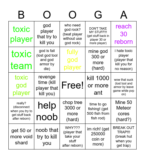 booga booga bingo Card