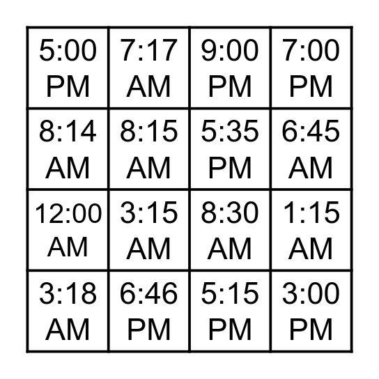 IT'S BINGO TIME! Bingo Card