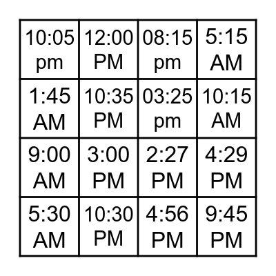 IT'S BINGO TIME! Bingo Card