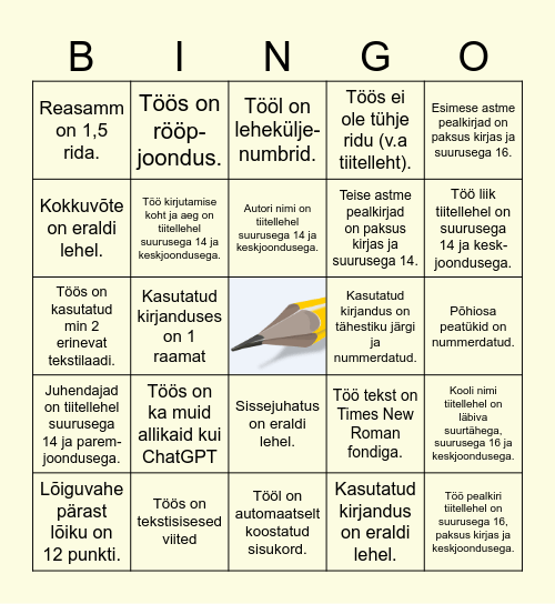 Referaadi... Bingo Card