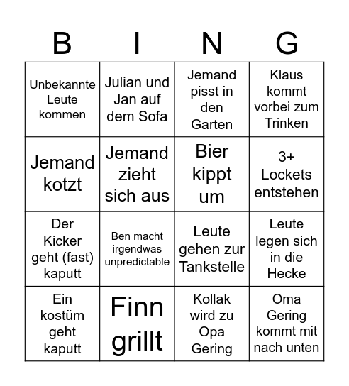 Karneval bingo Card