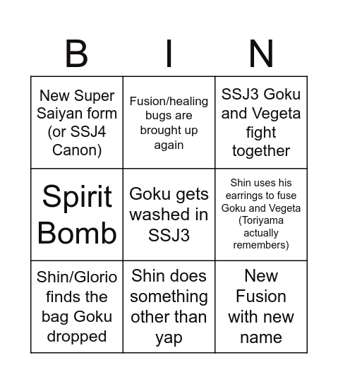 Daima Bingo Card