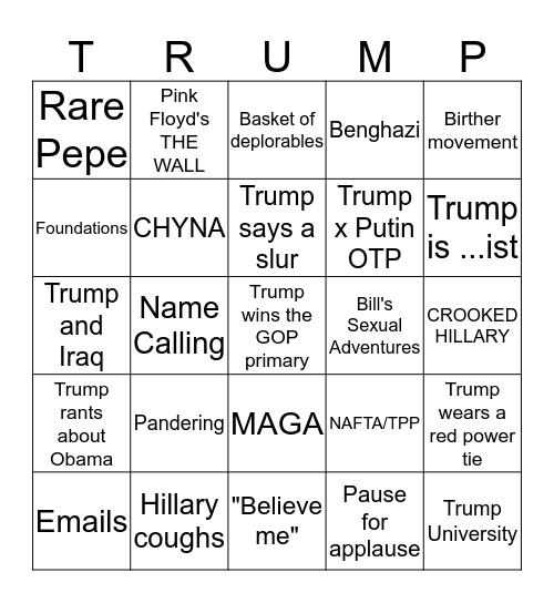 Debate BINGO Card