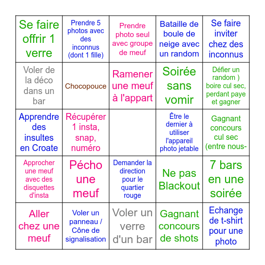 Zagreb fin de game Bingo Card