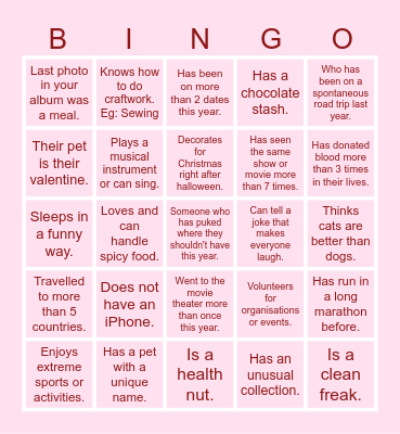 Galentines Bingo. Bingo Card