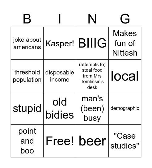 Masccill Bingo Rnd 2 Bingo Card